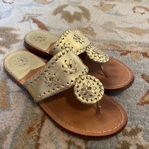 Girls Jack Rogers Sandal Gold, Size 3